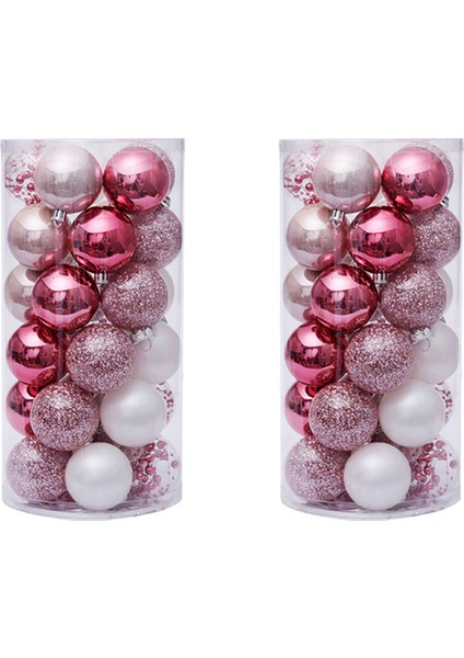 30 Adet Noel Ee Topu Süs Seti Kırılmaz Dekor Topları-Pembe (Yurt Dışından)