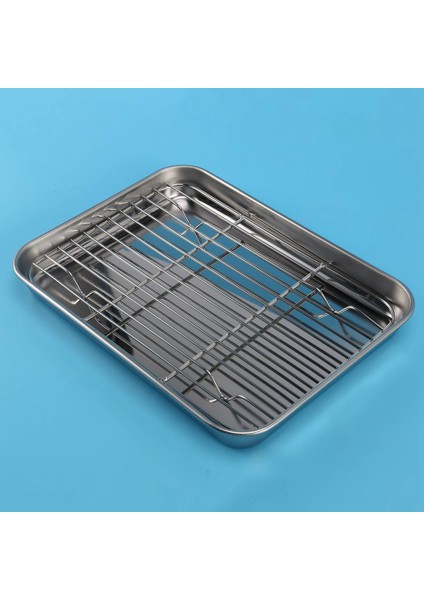 2x 9 Inç Ekmek Kızartma Makinesi Fırın Tepsisi ve Raf Seti, Soğutma Raflı Küçük Paslanmaz Çelik Fırın Tepsisi, Bulaşık Makinesinde Yıkanabilir Sac (Yurt Dışından)