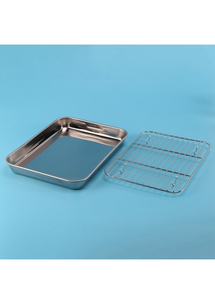 2x 9 Inç Ekmek Kızartma Makinesi Fırın Tepsisi ve Raf Seti, Soğutma Raflı Küçük Paslanmaz Çelik Fırın Tepsisi, Bulaşık Makinesinde Yıkanabilir Sac (Yurt Dışından)