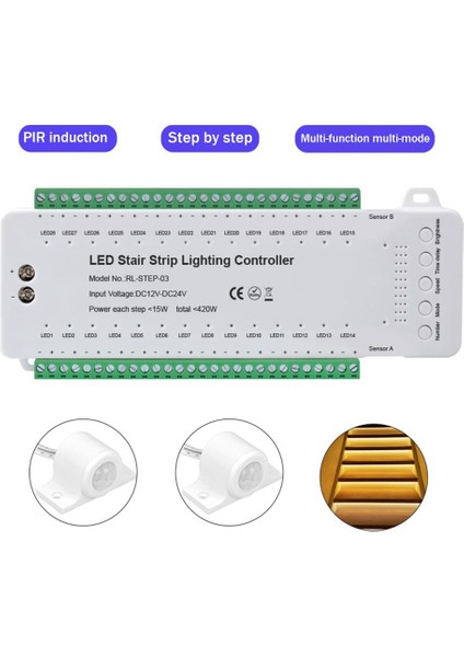 Merdiven LED Hareket Sensörü Kontrol Cihazı Akıllı Merdiven Indüksiyon Kontrol Cihazı LED Şerit Dimmer Merdiven Işık Kontrol Cihazı (Yurt Dışından)
