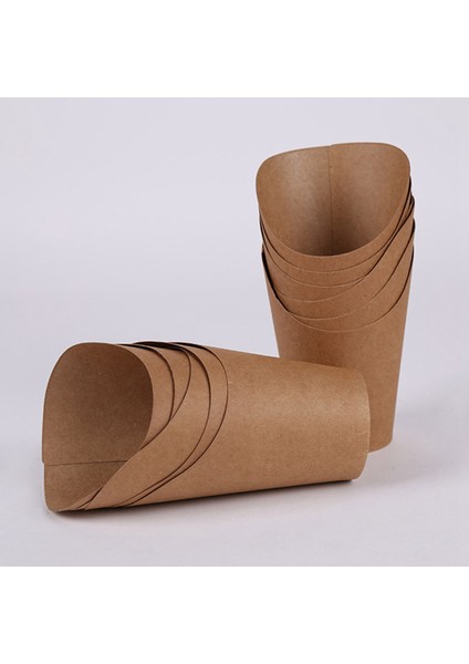 500 Adet Tek Kullanımlık Pişirme Kek Yumurta Puf Patates Kızartması Cips Aperatifler Kraft Kağıt Bardaklar Tutucu, 300 ml (Kahverengi) (Yurt Dışından) fırsatları