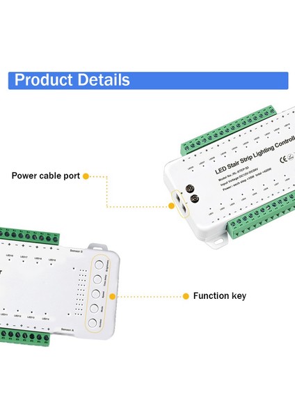 Merdiven LED Hareket Sensörü Kontrol Cihazı Akıllı Merdiven Indüksiyon Kontrol Cihazı LED Şerit Dimmer Merdiven Işık Kontrol Cihazı (Yurt Dışından)