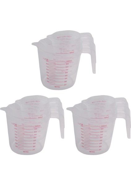 9 Parça Plastik Ölçme Kabı Seti 4 Bardak, 2 Fincan ve 1 Bardak Kapasiteli Açılı Saplı Serbest Ölçme Kabı (Yurt Dışından)