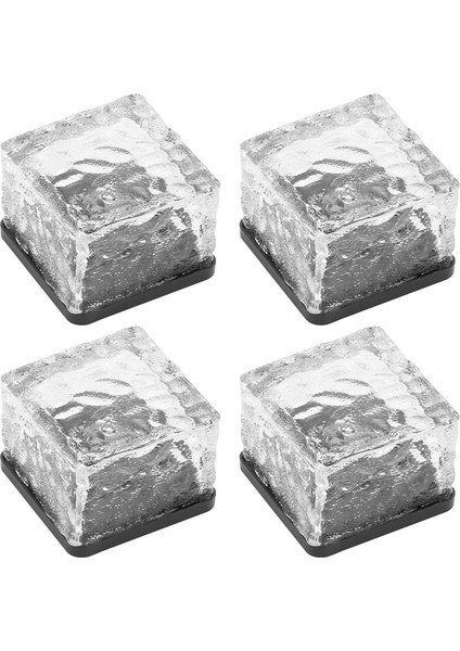Güneş Tuğla Işıkları 4 Paket Güneş Buz Kare Işıklar Noel Bahçesi Veranda Çim Için Güneş Cam Tuğla Işık (Yurt Dışından)