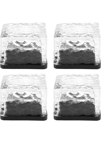 Güneş Tuğla Işıkları 4 Paket Güneş Buz Kare Işıklar Noel Bahçesi Veranda Çim Için Güneş Cam Tuğla Işık (Yurt Dışından)