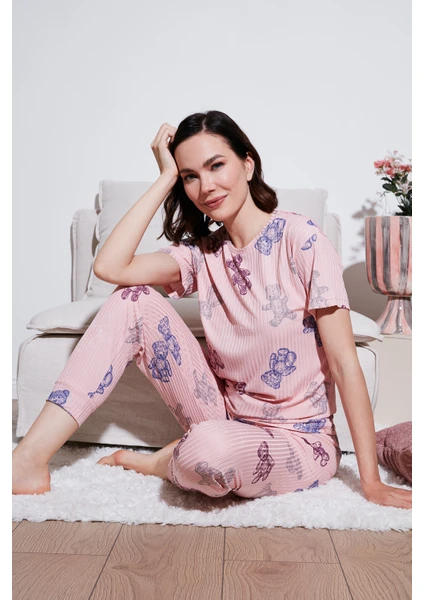 Regular Fit Kısa Kollu Pijama Takımı Bayan Pijama Takımı 65740104