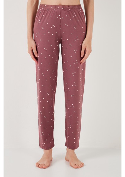 Yumuşak Dokulu Bisiklet Yaka Pijama Takımı Bayan Pijama Takımı 6097605