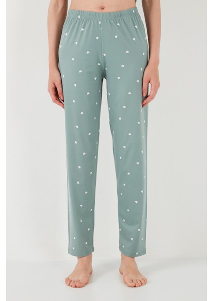 Yumuşak Dokulu Bisiklet Yaka Pijama Takımı Bayan Pijama Takımı 6097605