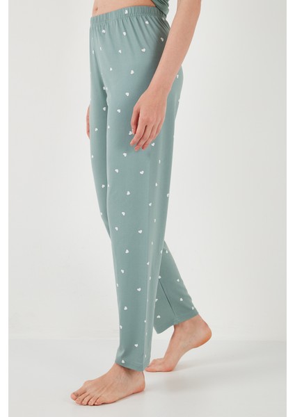 Yumuşak Dokulu Bisiklet Yaka Pijama Takımı Bayan Pijama Takımı 6097605