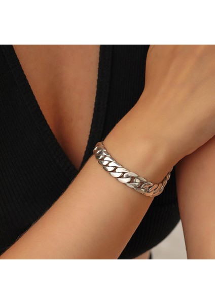 925 Ayar Gümüş 10 x 13 mm Sade Zincir Bileklik