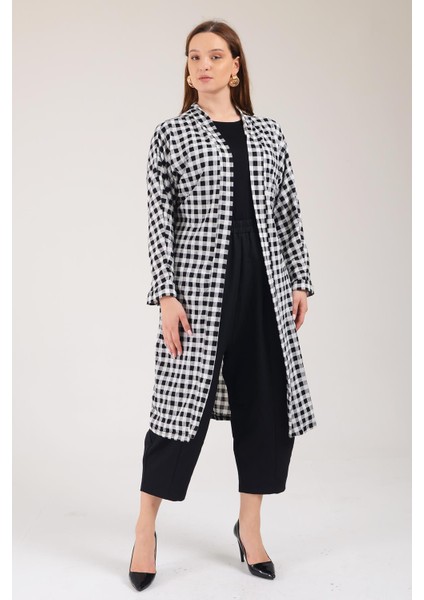 Pınkmark Kadın Belden Kemerli Kareli Kimono Beli Lastikli Şalvar Pantolon Tesettür Ikili Takım PMTK25643