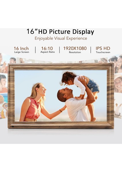 Dijital Fotoğraf Çerçevesi 16 Inc Büyük 32GB Depolama