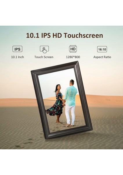 Wifi Dijital Resim Çerçevesi 10.1 Inc 1080P IPS Dokunmatik Siyah