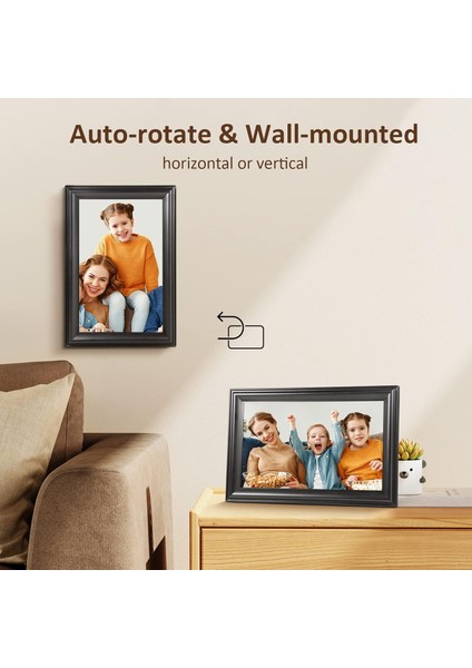Wifi Dijital Resim Çerçevesi 10.1 Inc 1080P IPS Dokunmatik Siyah