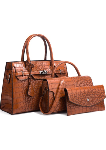 Kadın Çanta Omuz Çantası Debriyaj Kolu Satchel Tote Kare Çanta 3 Takım (Yurt Dışından)