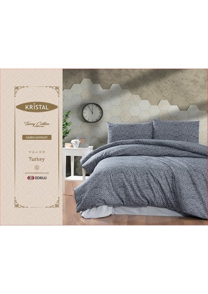 Kristal Terry Cotton Çk Nevresim Takımı Karen Antrasit