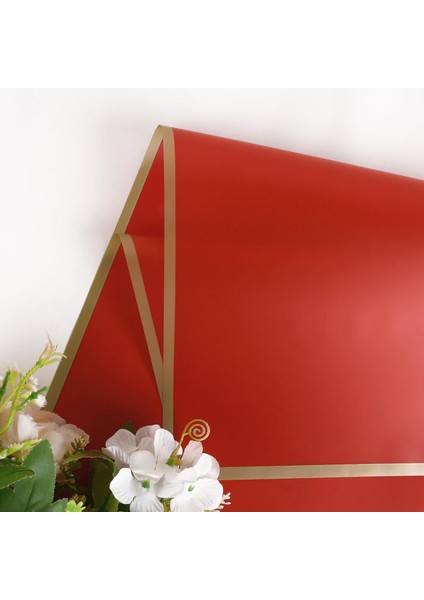 Çiçek Ambalaj Kağıdı Kırmızı Altın Kenarlı Mat Opp 58 x 58 cm 20 Adet fırsatları