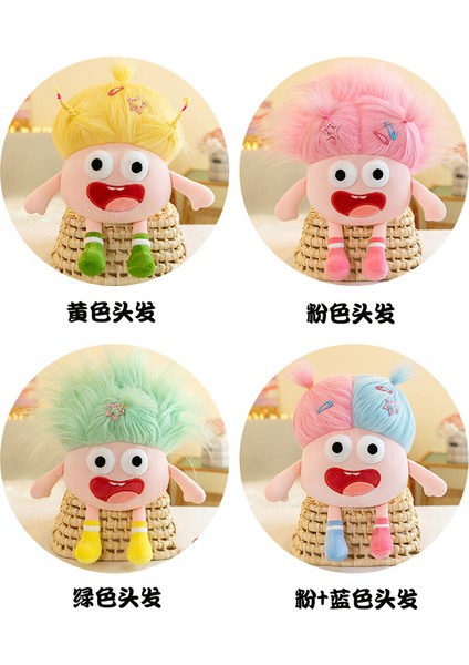 25 cm Komik Büyük Gözlü Ifade Kızarmış Saç Tarağı Örgülü Çılgın Bebek Peluş Bebek Çıkıntılı Gözler (Yurt Dışından)