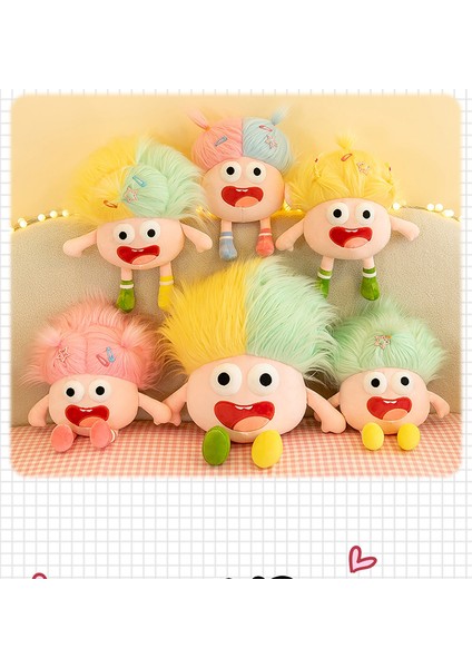 25 cm Komik Büyük Gözlü Ifade Kızarmış Saç Tarağı Örgülü Çılgın Bebek Peluş Bebek Çıkıntılı Gözler (Yurt Dışından)