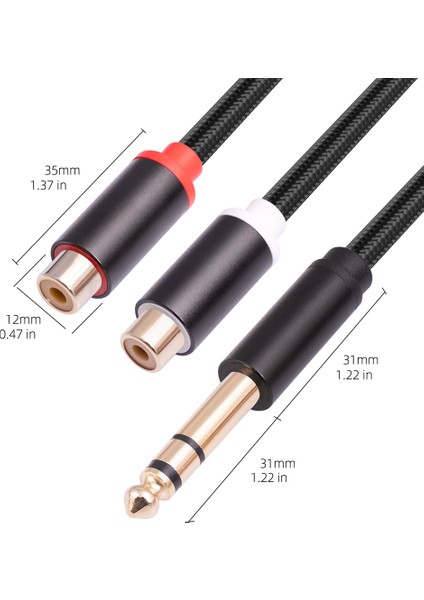 6.35MM Erkek - Çift Rca Lotus Dişi Ses Adaptör Kablosu, Rca Dişi - 1/4 Inç Splitter Kablo, 6.35MM - Rca Kablo (Yurt Dışından) modelleri