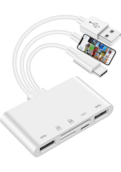 Micro-Sd Tf Kart Okuyucu Kiti Için Otg USB Kamera Çoklu Bellek Adaptörü (Yurt Dışından)