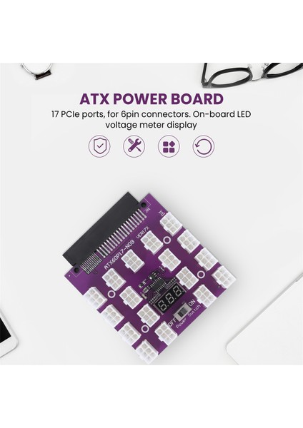 Btc Madenciliği Için Atx 17 x 6pin Breakout Board Dönüştürücü 12V (Yurt Dışından)