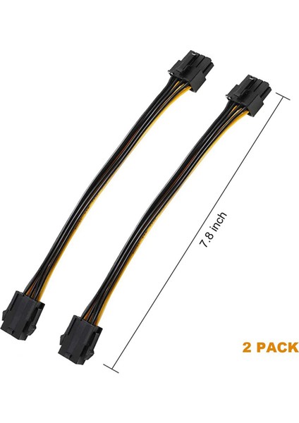 2 Paket Grafik Kartı 6 Pin - 8 Pin Pcıe Adaptör Güç Kablosu 7,8 Inç (Yurt Dışından)