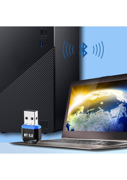 USB Bluetooth 5.0 Adaptör Alıcısı 5.0 Bluetooth Dongle Adaptörü Pc Laptop Için Bt Verici (Yurt Dışından)