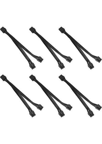 6 Adet 8p Dişiden Çifte 6+2pin Erkek Kart One In Two Güç Kablosu 20CM (Yurt Dışından)