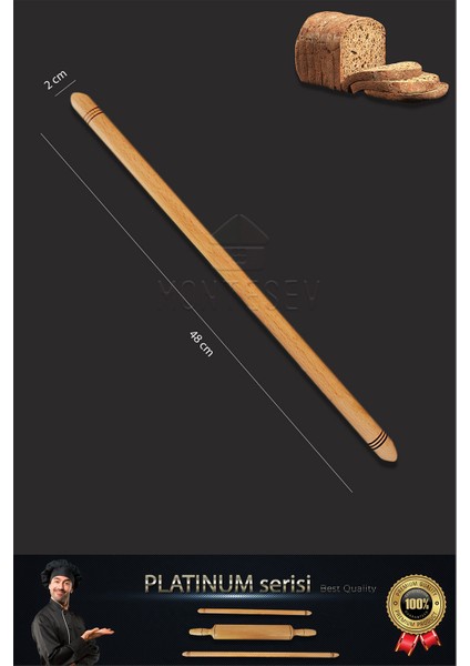 Platinum Serisi Ahşap Hamur Açma Oklavası Merdanesi 3 lü Set YNSET1 fırsatları