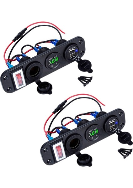 4'ü 1 Arada Çift Qc3.0 Güç Şarj Cihazı C-Igarette Çakmak Soket Voltmetre (Yurt Dışından)