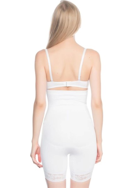 Beyaz Emay 2027 Yüksek Bel Dantelli Paçalı Korse fiyatları