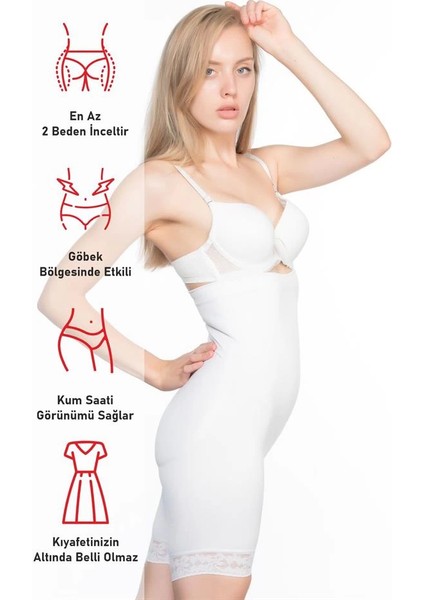 Beyaz Emay 2027 Yüksek Bel Dantelli Paçalı Korse fırsatları