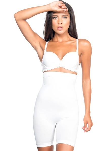 Beyaz Emay 2077 Yüksek Bel Desenli Paçalı Korse modelleri