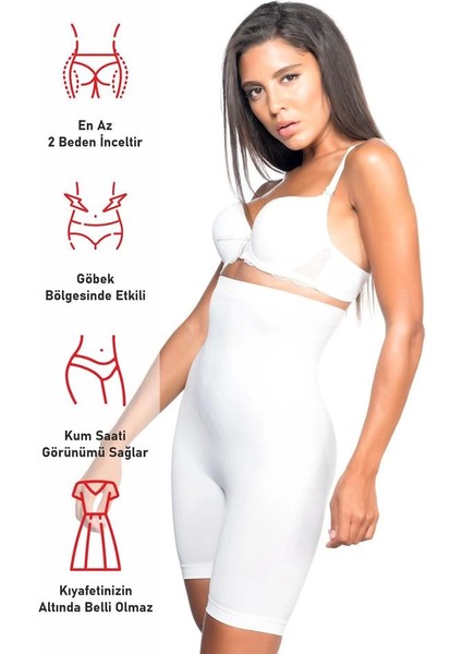 Beyaz Emay 2077 Yüksek Bel Desenli Paçalı Korse fırsatları