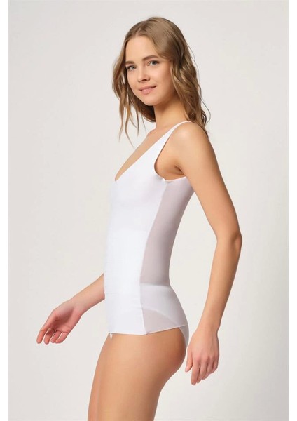 Beyaz Emay 2938 Sırtı Tül Karyokalı Destekli Atlet Korse
