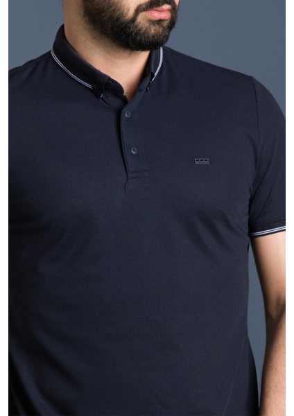 Erkek Lacivert Basic Polo Yaka T-Shirt