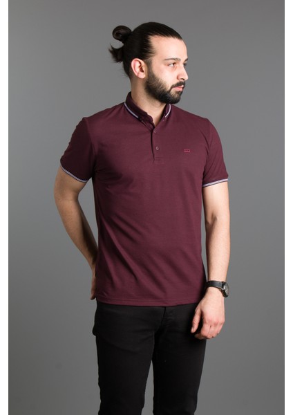 Erkek Mürdüm Basic Polo Yaka T-Shirt