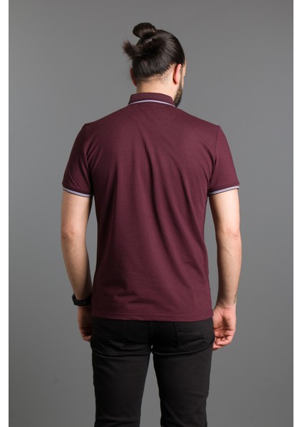 Erkek Mürdüm Basic Polo Yaka T-Shirt