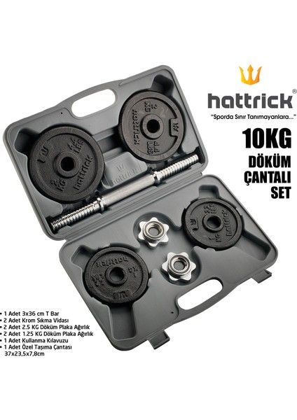 Hattrıck HDC 10 Siyah Döküm Çantalı Set 10 kg