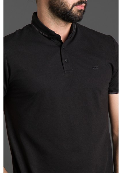 Erkek Siyah Basic Polo Yaka T-Shirt