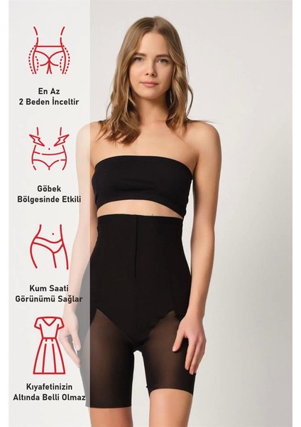 Siyah Emay 2928 Ön Agraflı Tül Paçalı Lazer Korse fırsatları