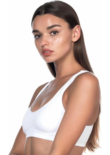 Beyaz Emay 4025 Pedli Sporcu Sütyen Korse