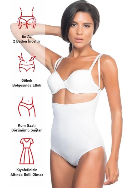 Beyaz Emay 2073 Ince Göğüsü Açık Desenli Body Korse fırsatları