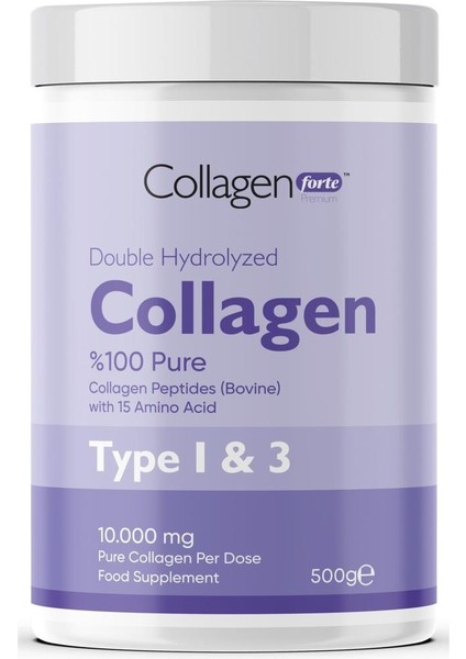 Collagen Forte Platinum Saf ve Doğal Çift Hidrolize Kolajen Peptitler Içeren Takviyesi (50 Günlük) 500G