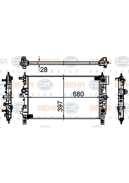 Radyatör Astra J-Zafira Tourer C-Cruze (J300-J305-J308) (Al/pl/brz) (680X397X28) 18051