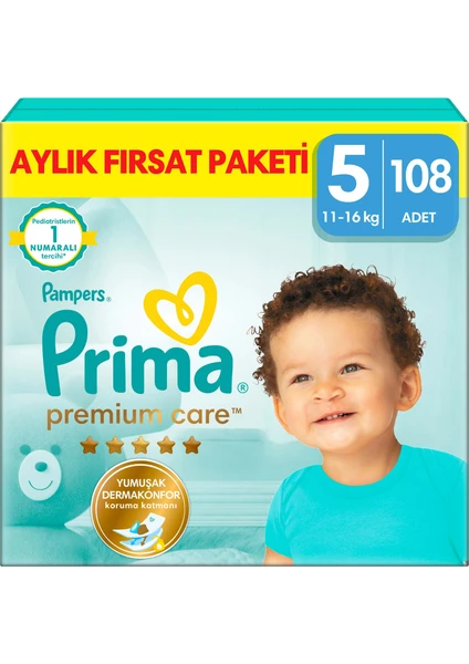 Bebek Bezi Premium Care 5 Numara 108 Adet Aylık Fırsat Paketi