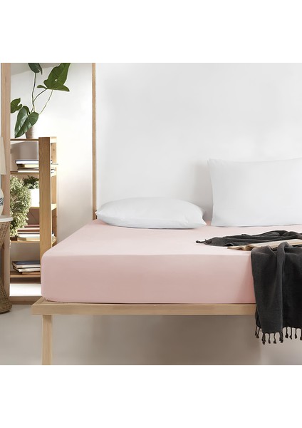 Soft Çift Kişilik Lastikli Çarşaf - Pudra - 160X200 cm