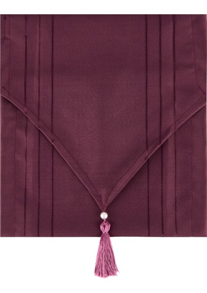 Soft Jakarlı Dokuma Runner - Mürdüm - 35X140 cm