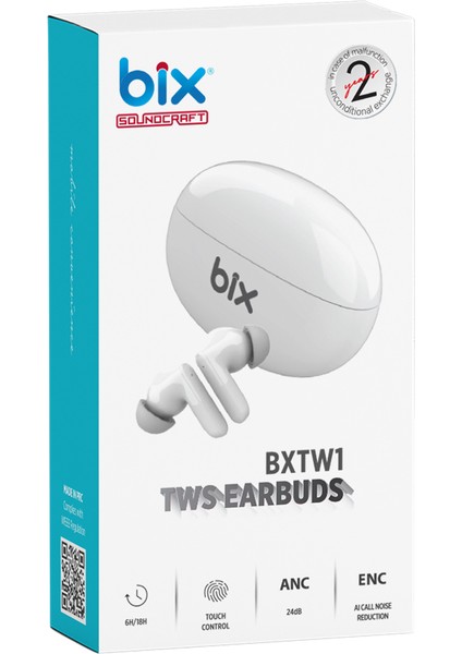 Soundcraft Tw1 Anc Çağrı ve Aktif Gürültü Önleyici Bluetooth 5.2 Ipx4 Kulak Içi Kulaklık Beyaz